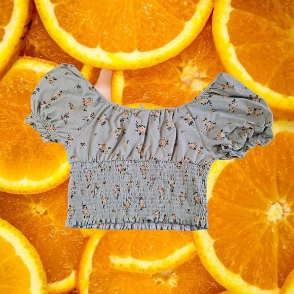 Derek‎ Heart Mint Green Flowered Crop Top Size Large - Picture 2 of 3